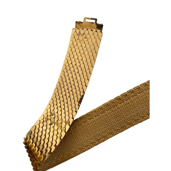 Vintage Gold-Tone Metal Mesh Belt With Floral Clasp Adjustable Size Retro 3n - Picture 5 of 8